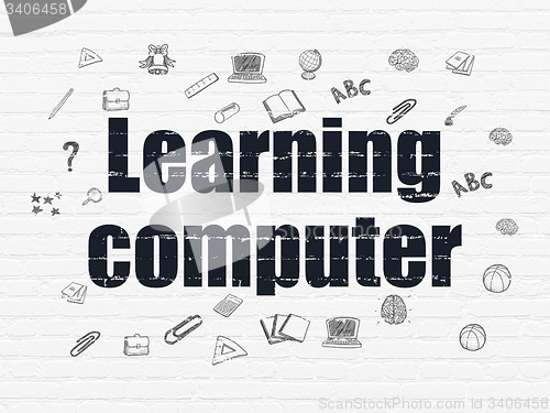Image of Learning concept: Learning Computer on wall background