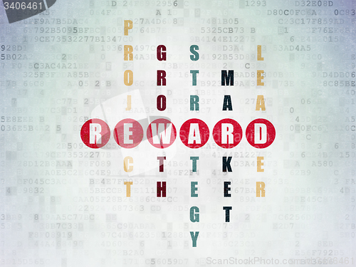 Image of Business concept: word Reward in solving Crossword Puzzle