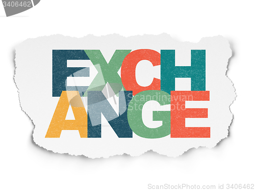 Image of Currency concept: Exchange on Torn Paper background