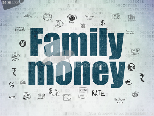 Image of Currency concept: Family Money on Digital Paper background