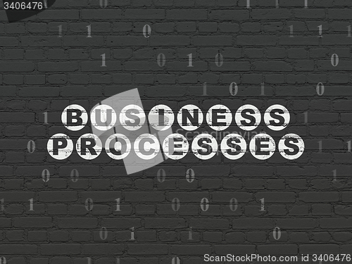 Image of Finance concept: Business Processes on wall background