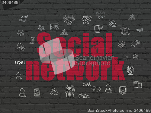 Image of Social network concept: Social Network on wall background