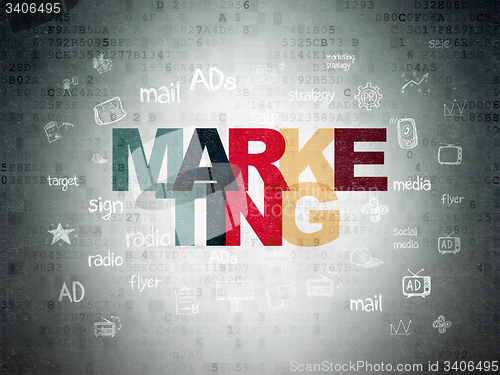 Image of Advertising concept: Marketing on Digital Paper background