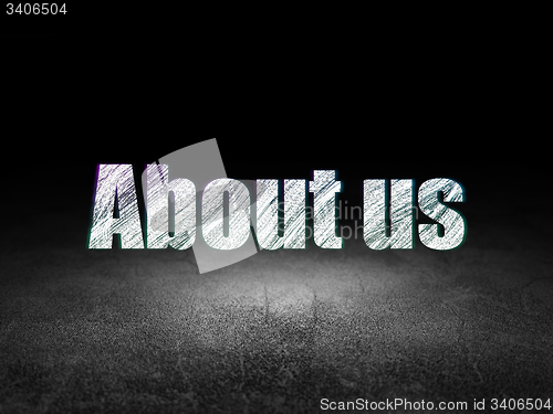 Image of Finance concept: About us in grunge dark room