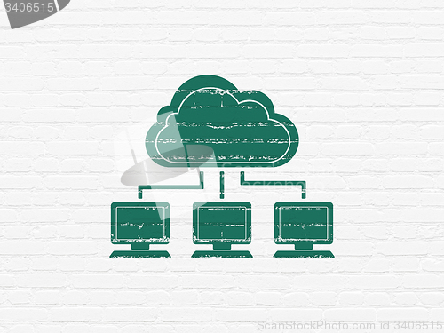 Image of Cloud technology concept: Cloud Network on wall background