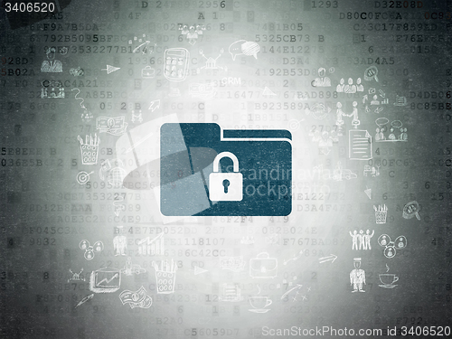 Image of Business concept: Folder With Lock on Digital Paper background