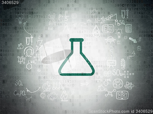 Image of Science concept: Flask on Digital Paper background