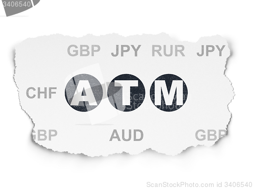 Image of Money concept: ATM on Torn Paper background