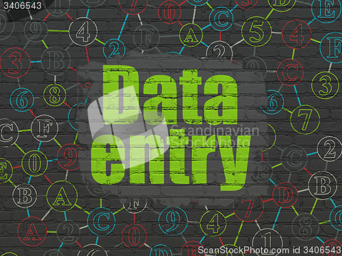 Image of Data concept: Data Entry on wall background