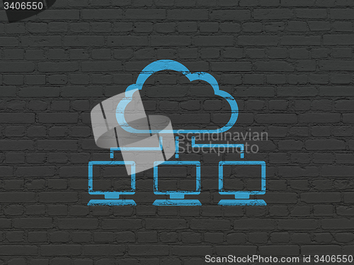 Image of Cloud technology concept: Cloud Network on wall background