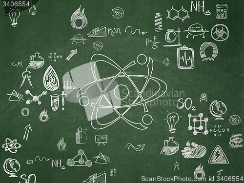 Image of Science concept: Molecule on School Board background
