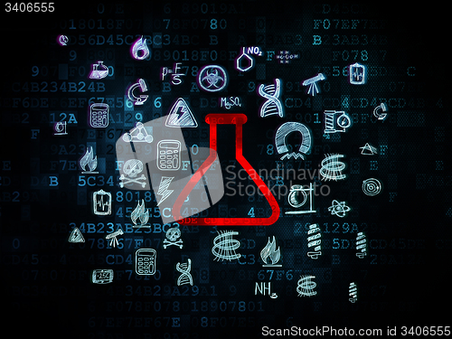 Image of Science concept: Flask on Digital background