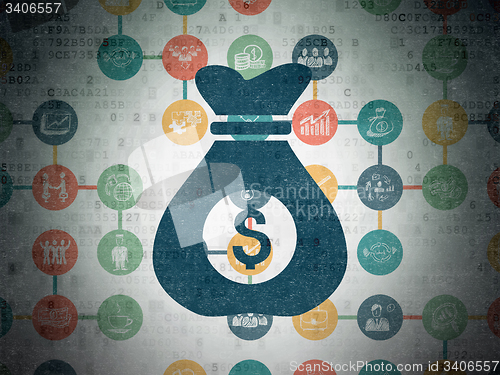 Image of Finance concept: Money Bag on Digital Paper background