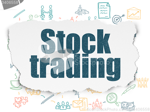 Image of Finance concept: Stock Trading on Torn Paper background