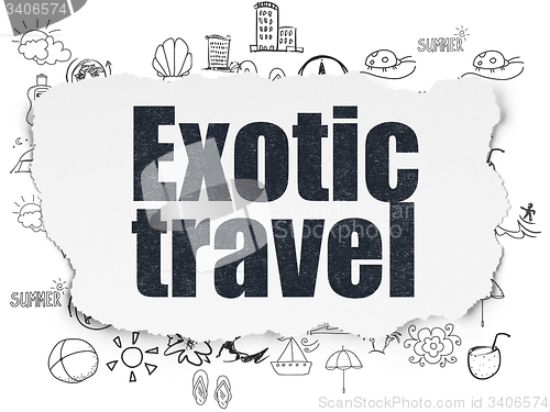 Image of Tourism concept: Exotic Travel on Torn Paper background