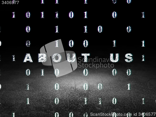 Image of Business concept: About us in grunge dark room