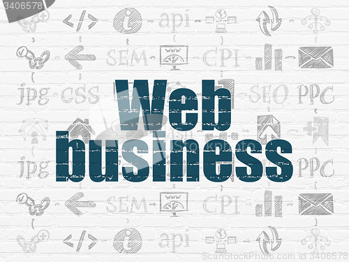 Image of Web development concept: Web Business on wall background