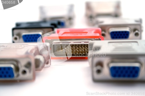 Image of adapters vga-dvi on a white background. isolated