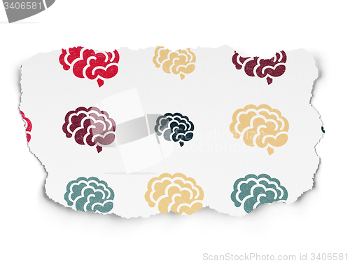 Image of Science concept: Brain icons on Torn Paper background