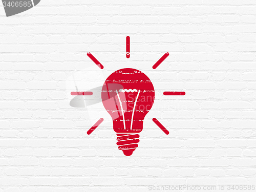 Image of Business concept: Light Bulb on wall background