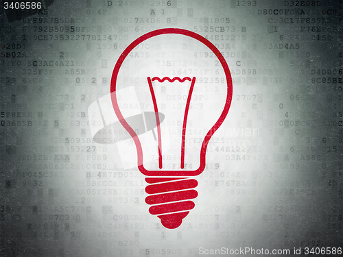 Image of Business concept: Light Bulb on Digital Paper background