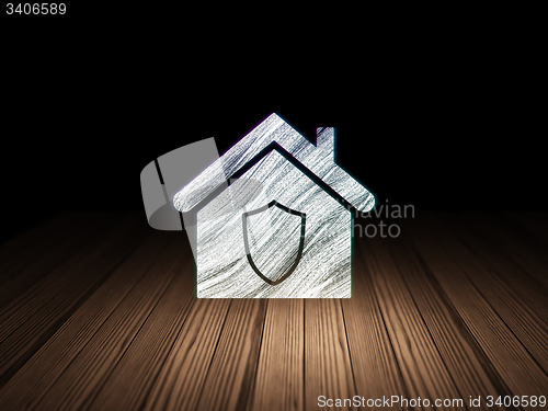 Image of Business concept: Home in grunge dark room