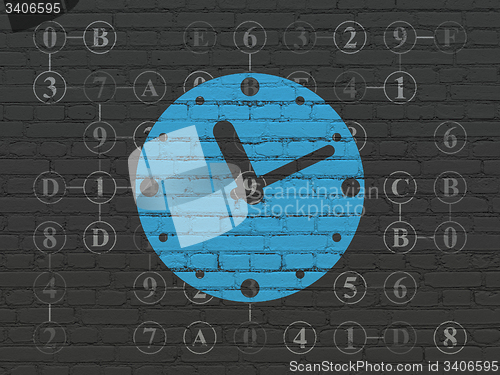 Image of Time concept: Clock on wall background