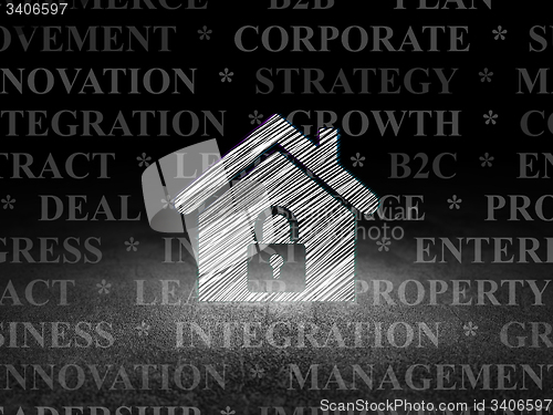 Image of Finance concept: Home in grunge dark room