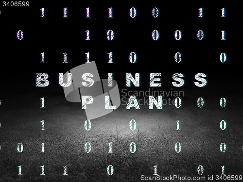 Image of Business concept: Business Plan in grunge dark room