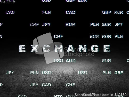 Image of Money concept: Exchange in grunge dark room