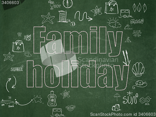 Image of Vacation concept: Family Holiday on School Board background
