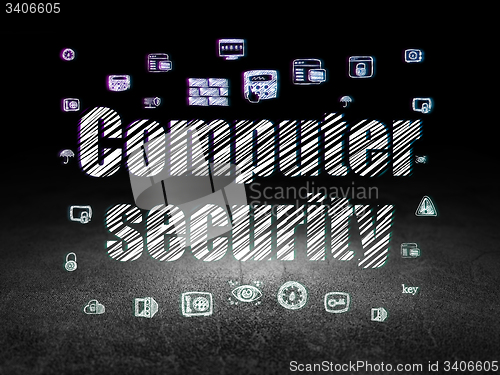 Image of Privacy concept: Computer Security in grunge dark room
