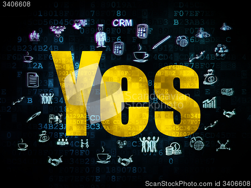 Image of Finance concept: Yes on Digital background