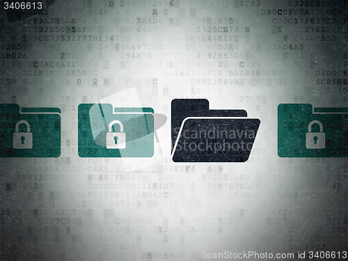 Image of Finance concept: folder icon on Digital Paper background