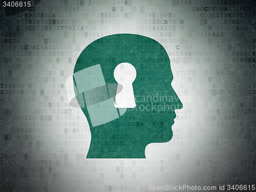 Image of Studying concept: Head With Keyhole on Digital Paper background