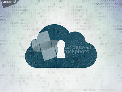 Image of Cloud technology concept: Cloud With Keyhole on Digital Paper background
