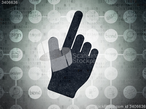 Image of Advertising concept: Mouse Cursor on Digital Paper background