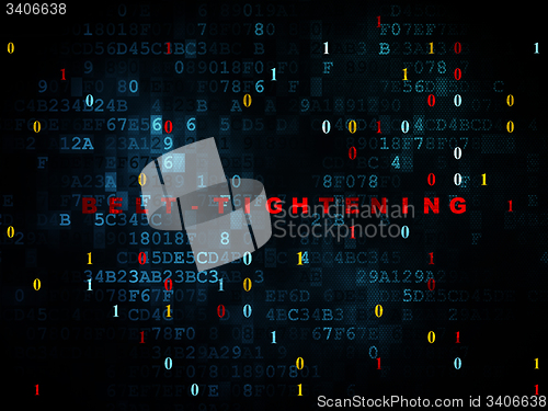 Image of Finance concept: Belt-tightening on Digital background