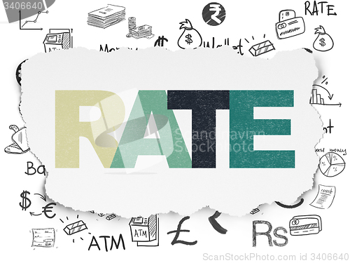 Image of Banking concept: Rate on Torn Paper background