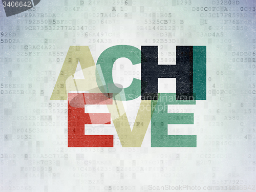 Image of Finance concept: Achieve on Digital Paper background