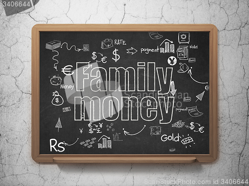 Image of Currency concept: Family Money on School Board background