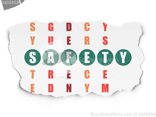 Image of Protection concept: word Safety in solving Crossword Puzzle