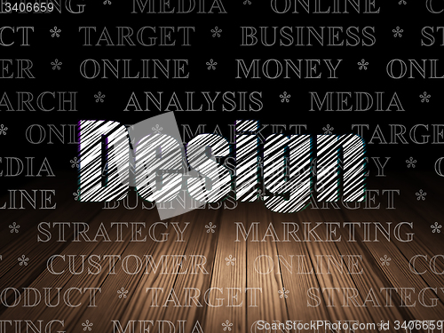 Image of Advertising concept: Design in grunge dark room