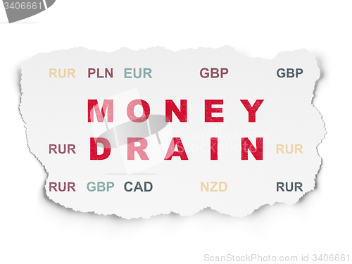 Image of Currency concept: Money Drain on Torn Paper background