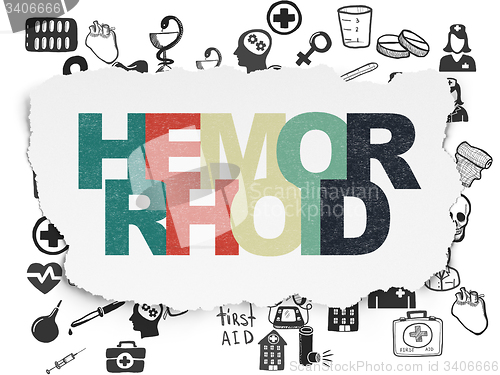 Image of Healthcare concept: Hemorrhoid on Torn Paper background