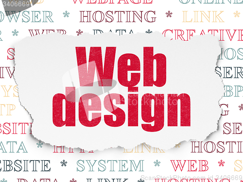 Image of Web development concept: Web Design on Torn Paper background