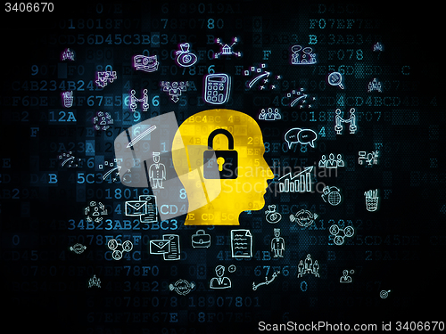 Image of Finance concept: Head With Padlock on Digital background