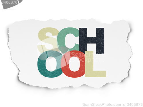 Image of Education concept: School on Torn Paper background