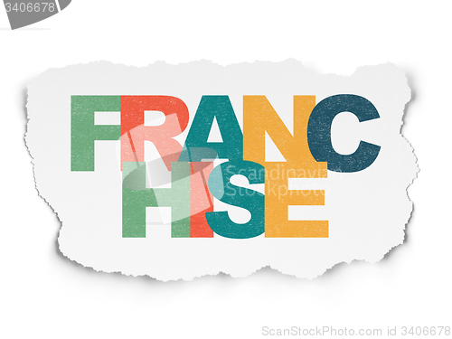 Image of Business concept: Franchise on Torn Paper background