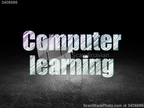 Image of Learning concept: Computer Learning in grunge dark room
